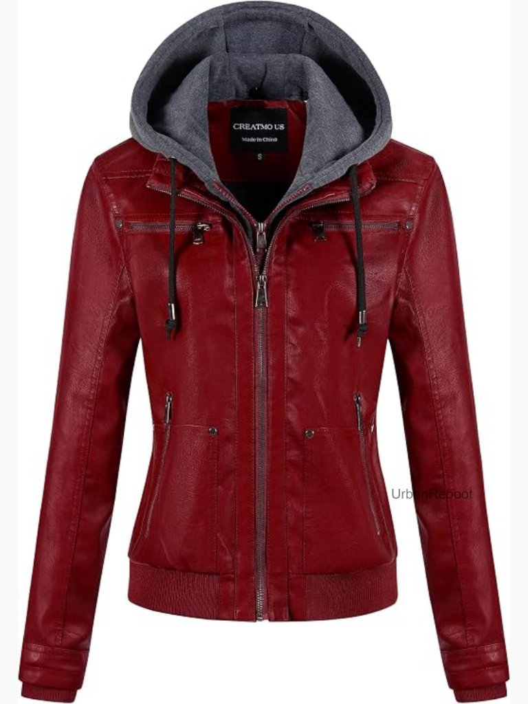 Faux Leather Waterproof Motorcycle Bomber Jacket Womens Moto Biker Coat